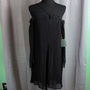 CeCe Black Cold Shoulder Cocktail Dress